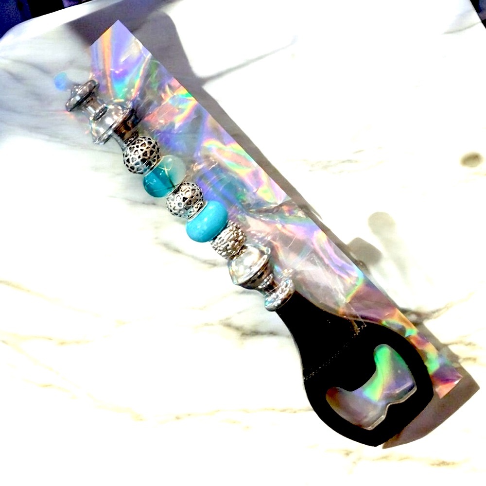 Bottle Opener Elegant Silver and Blue - Picture 3 of 5